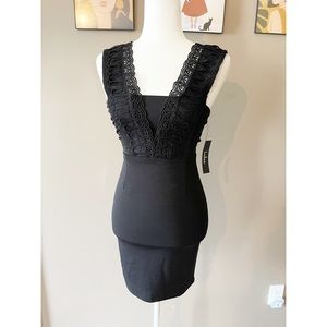 NWT Lulu’s Black Lace Detail LBD Bodycon Dress